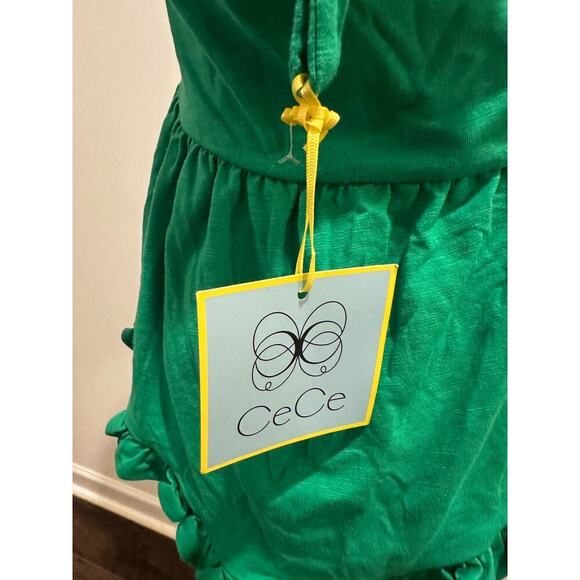 NWT Size Medium CeCe Green Halter Neck Ruffle Hem Babydoll Style y2K Blouse Top - Picture 5 of 12